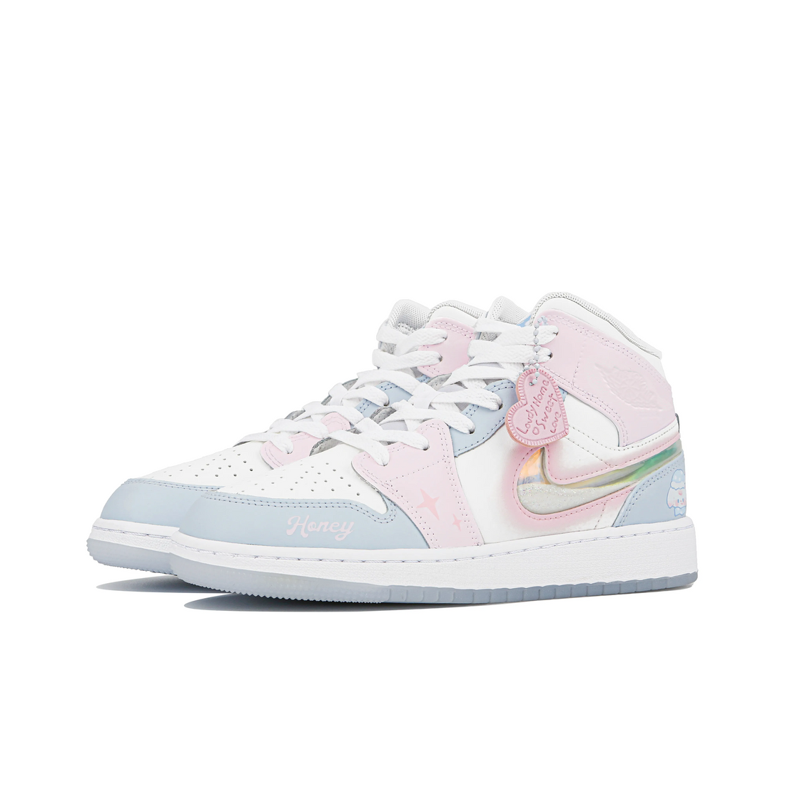 Custom Air Jordan 1 Light Blue Pink Jelly Strips