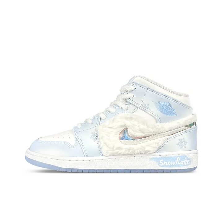 Custom Air Jordan 1 Blue White Fluff And Snowflakes