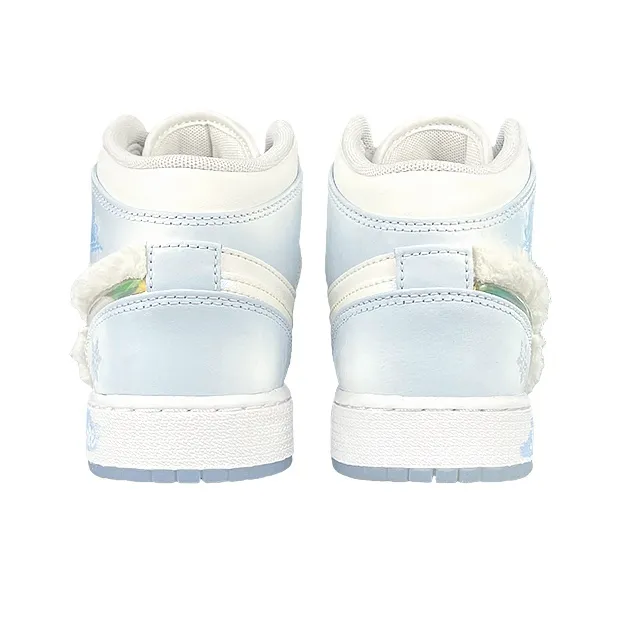 Custom Air Jordan 1 Blue White Fluff And Snowflakes