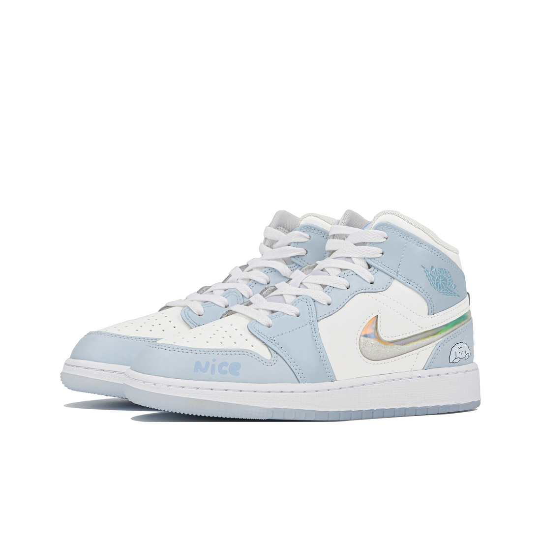 Custom Air Jordan 1 Blue White Jelly Strips