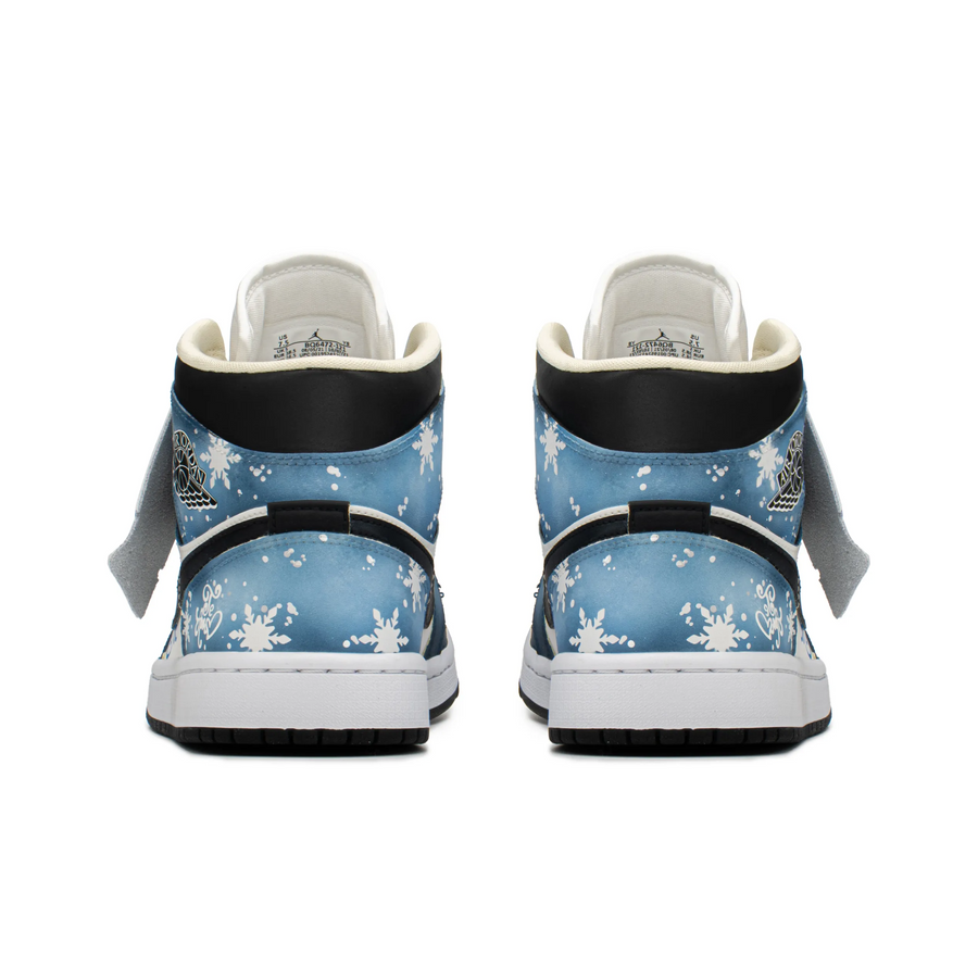 Custom Air Jordan 1 Dark Blue Black White Snowflakes