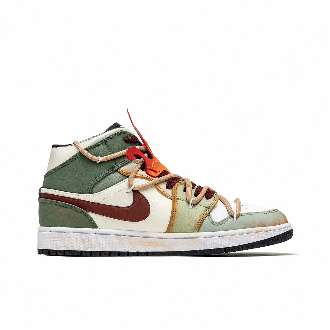 Custom Air Jordan 1 Green Orange Brown-red