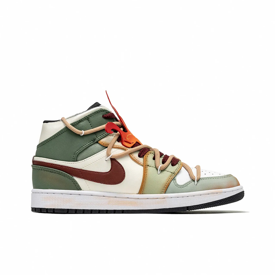 Custom Air Jordan 1 Green Orange Brown-red