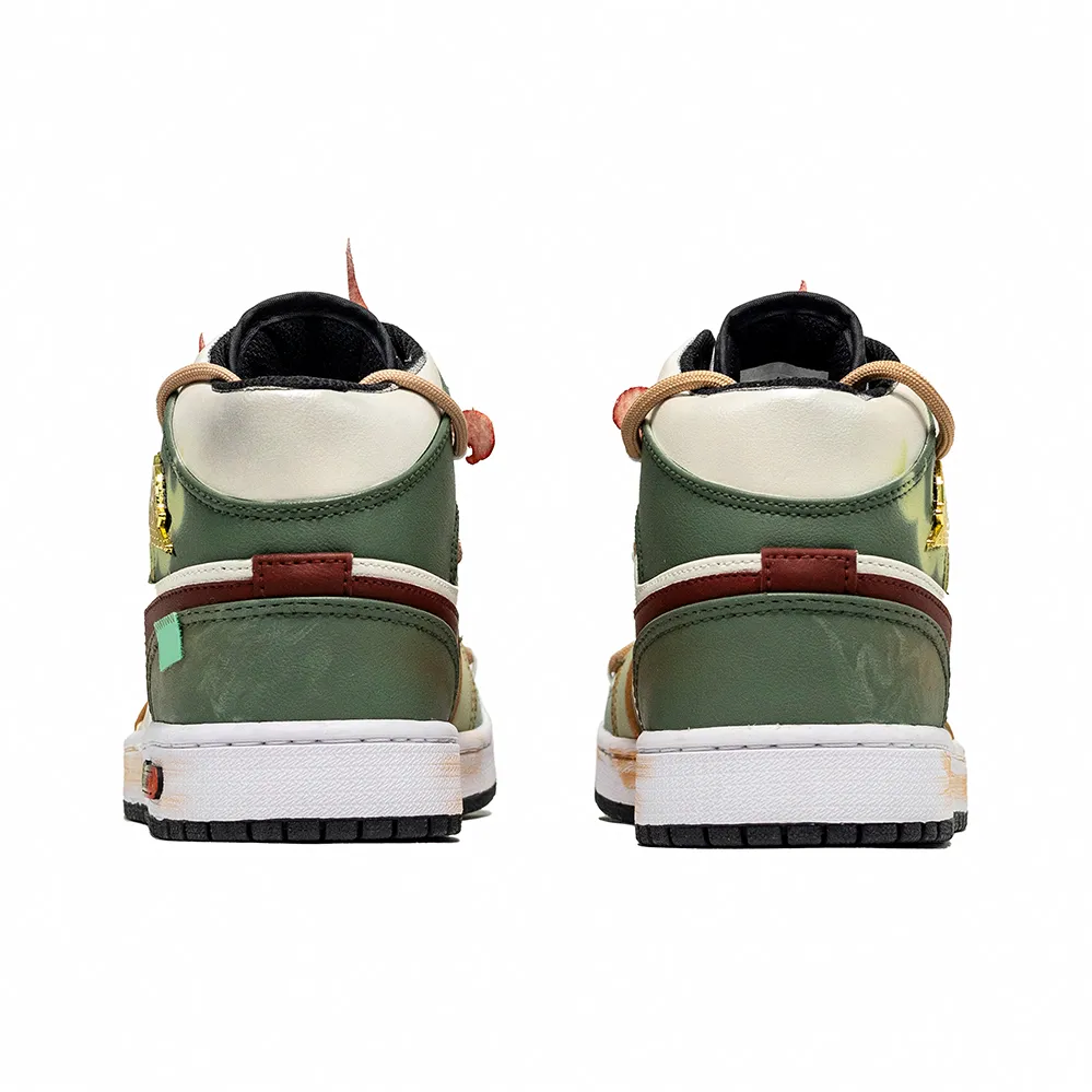 Custom Air Jordan 1 Green Orange Brown-red