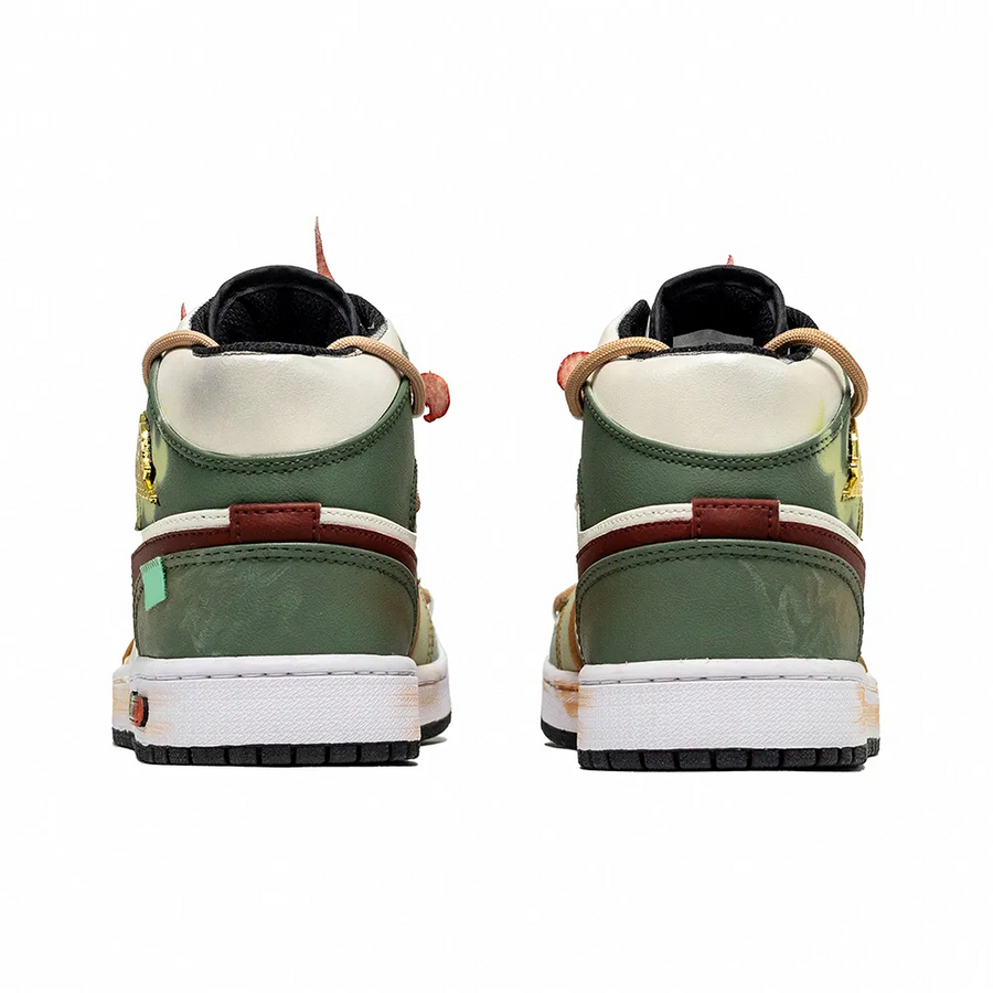 Custom Air Jordan 1 Green Orange Brown-red