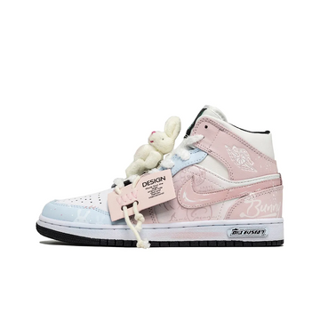 Custom Air Jordan 1 Blue Pink Bunny Graffiti