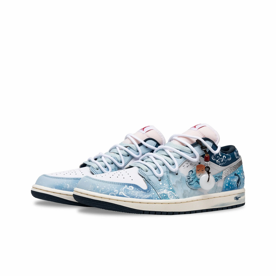 Custom Air Jordan 1 Blue White Graffiti Low
