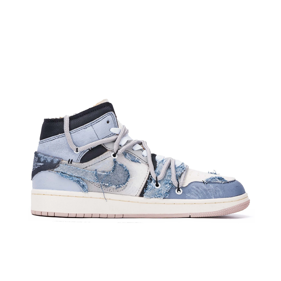 Custom Air Jordan 1 Blue Grey Denim Fabric