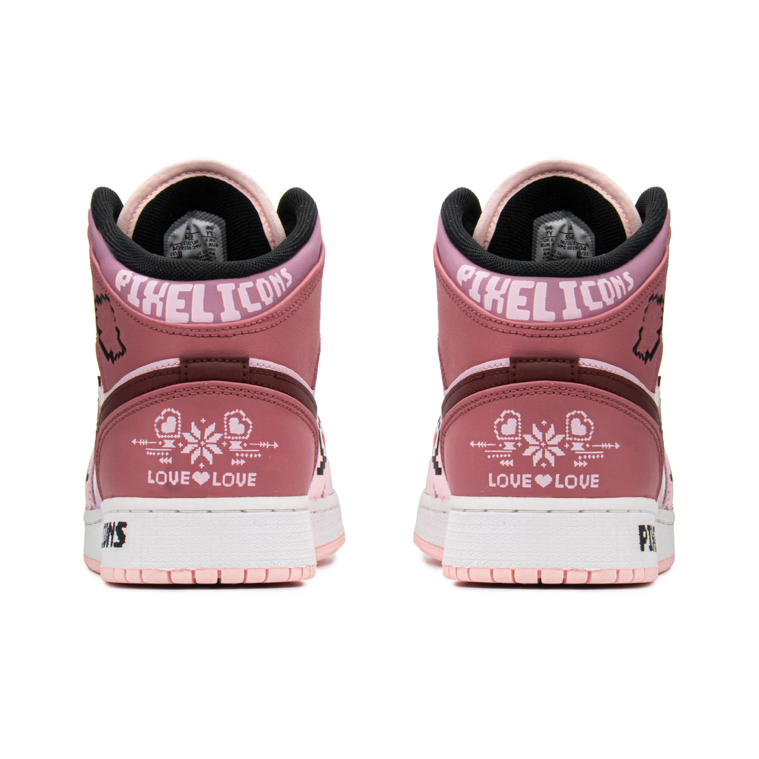 Custom Air Jordan 1 Pink Love Heart Pixel Icons