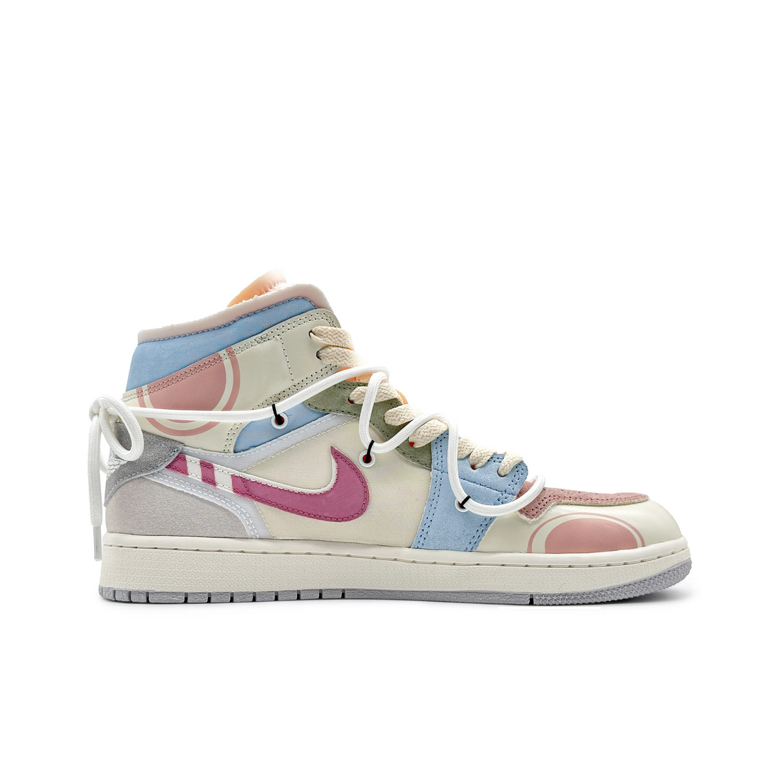 Custom Air Jordan 1 Color Geometric Splicing Pink Blue