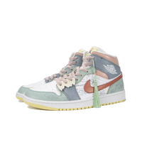 Custom Air Jordan 1 Dull Blue Green Red Dark Pattern