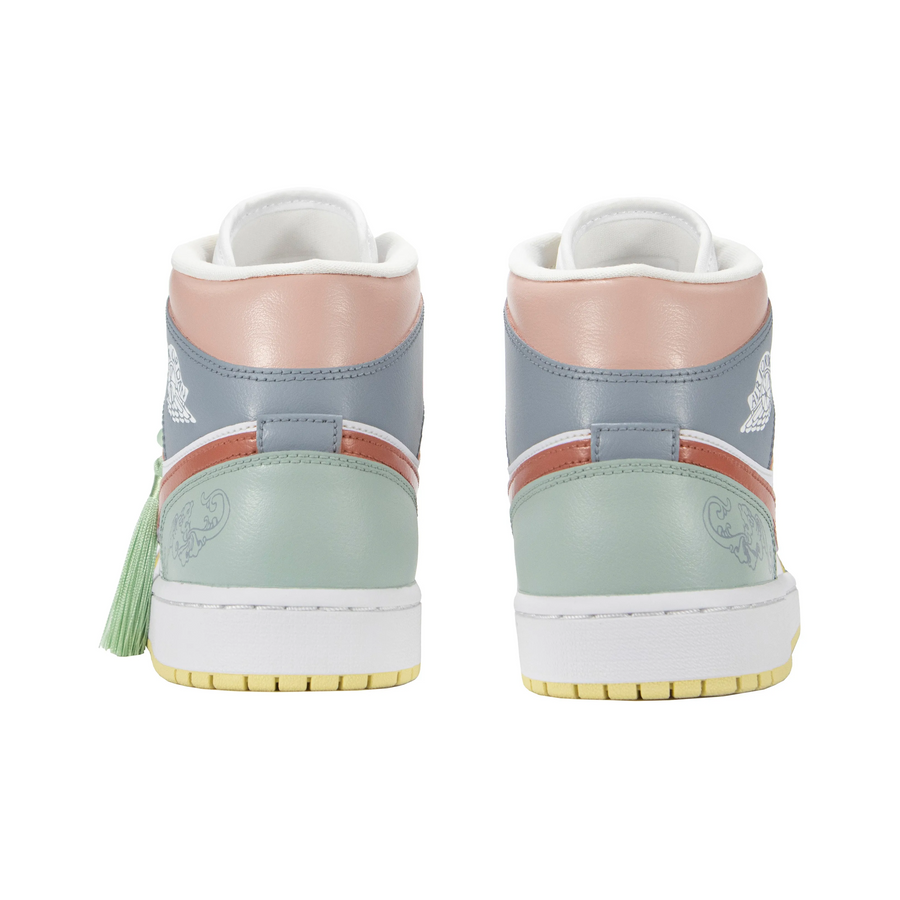 Custom Air Jordan 1 Dull Blue Green Red Dark Pattern