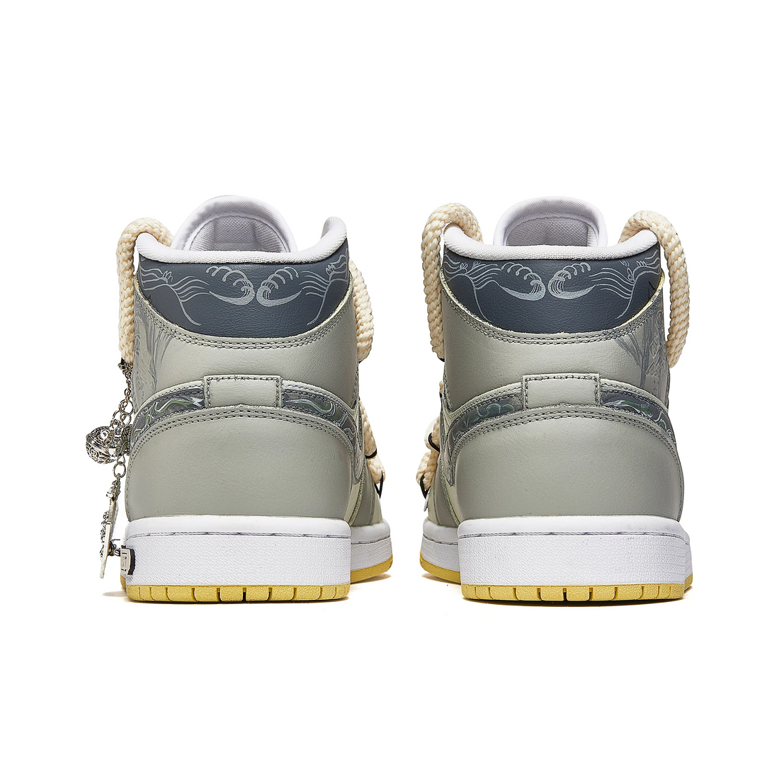 Custom Air Jordan 1 Grey Green Yellow Landscape Painting