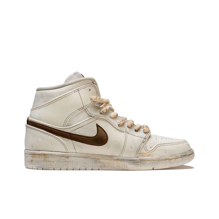 Custom Air Jordan 1 Beige Khaki Grey Graffiti