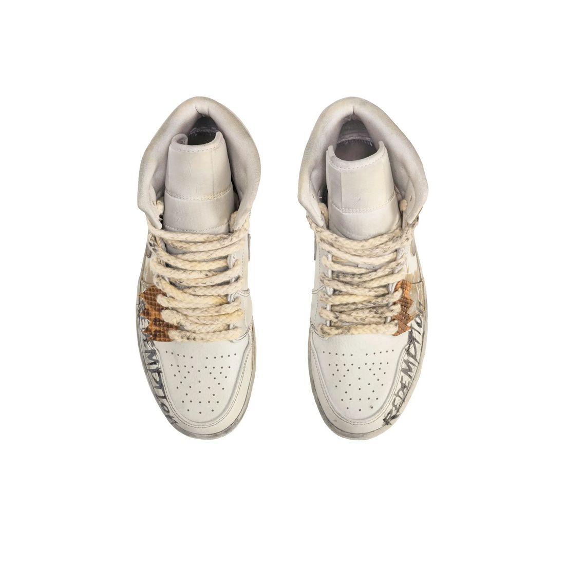 Custom Air Jordan 1 Beige Khaki Grey Graffiti