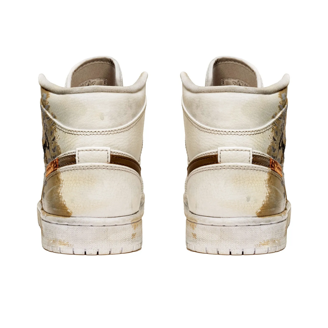Custom Air Jordan 1 Beige Khaki Grey Graffiti