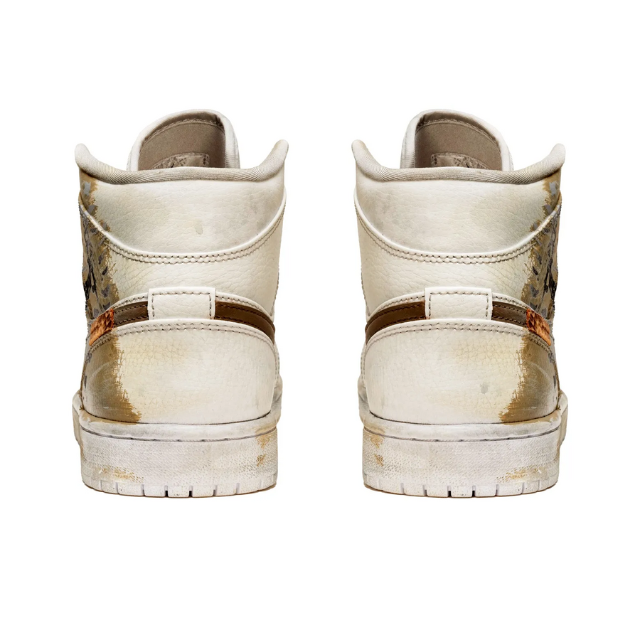 Custom Air Jordan 1 Beige Khaki Grey Graffiti