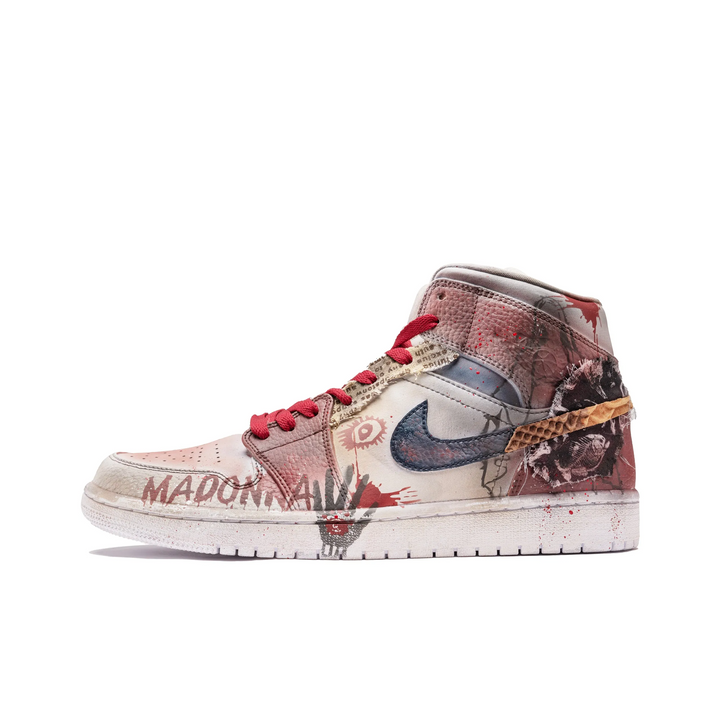 Custom Air Jordan 1 Red Black Blue Graffiti