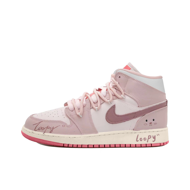 Custom Air Jordan 1 Dull Pink Loopy Theme