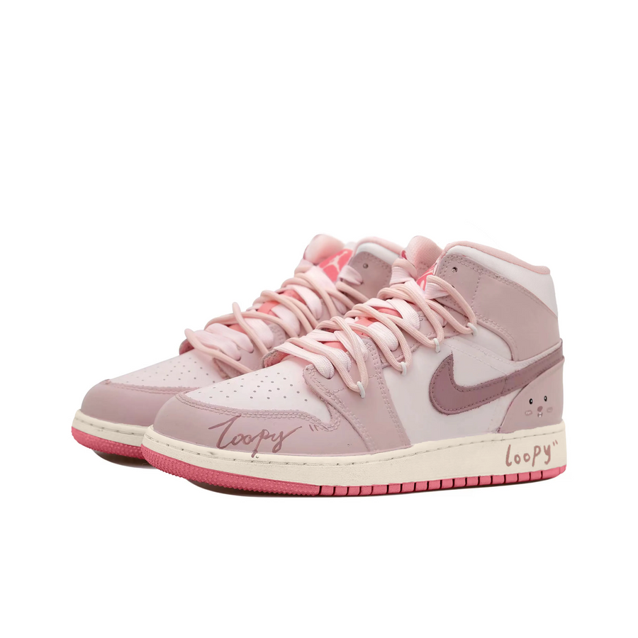 Custom Air Jordan 1 Dull Pink Loopy Theme