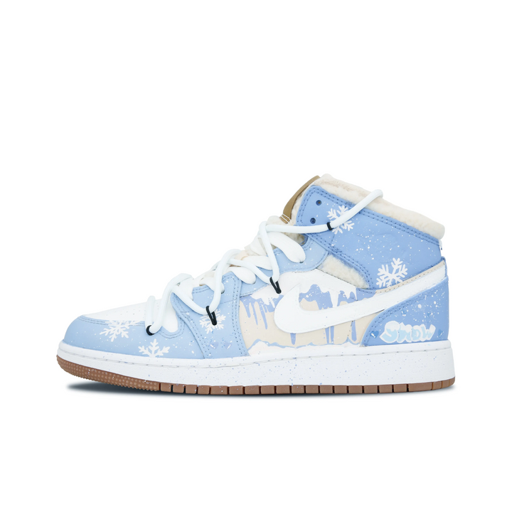 Custom Air Jordan 1 Blue White Snowflake