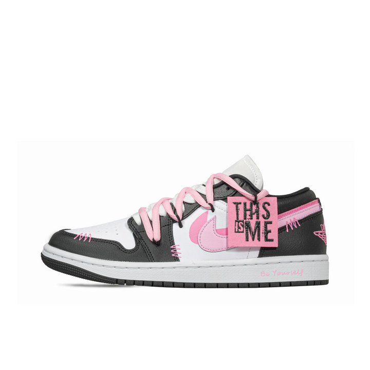 Custom Air Jordan 1 Black White Pink Low