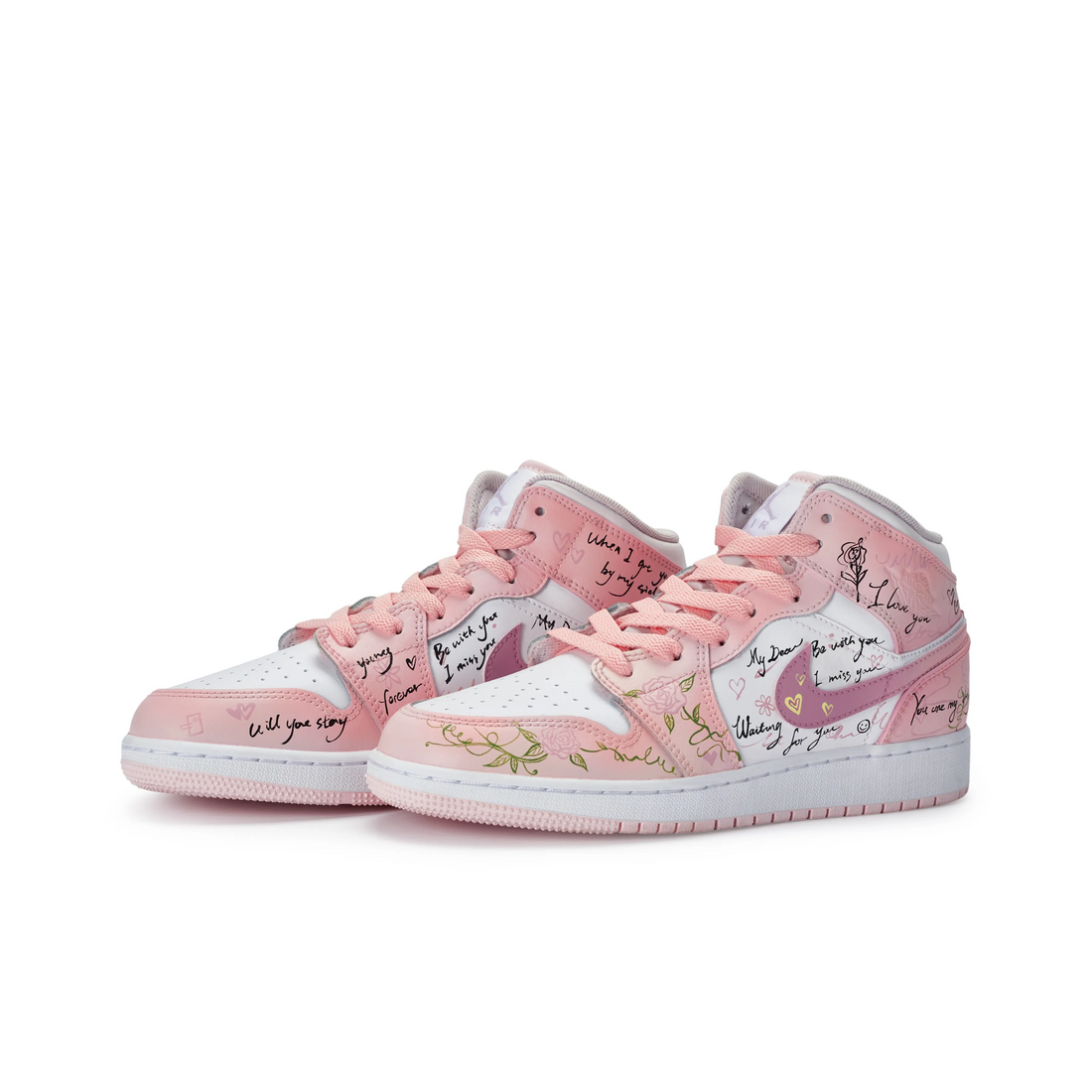 Custom Air Jordan 1 Pink Black Graffiti