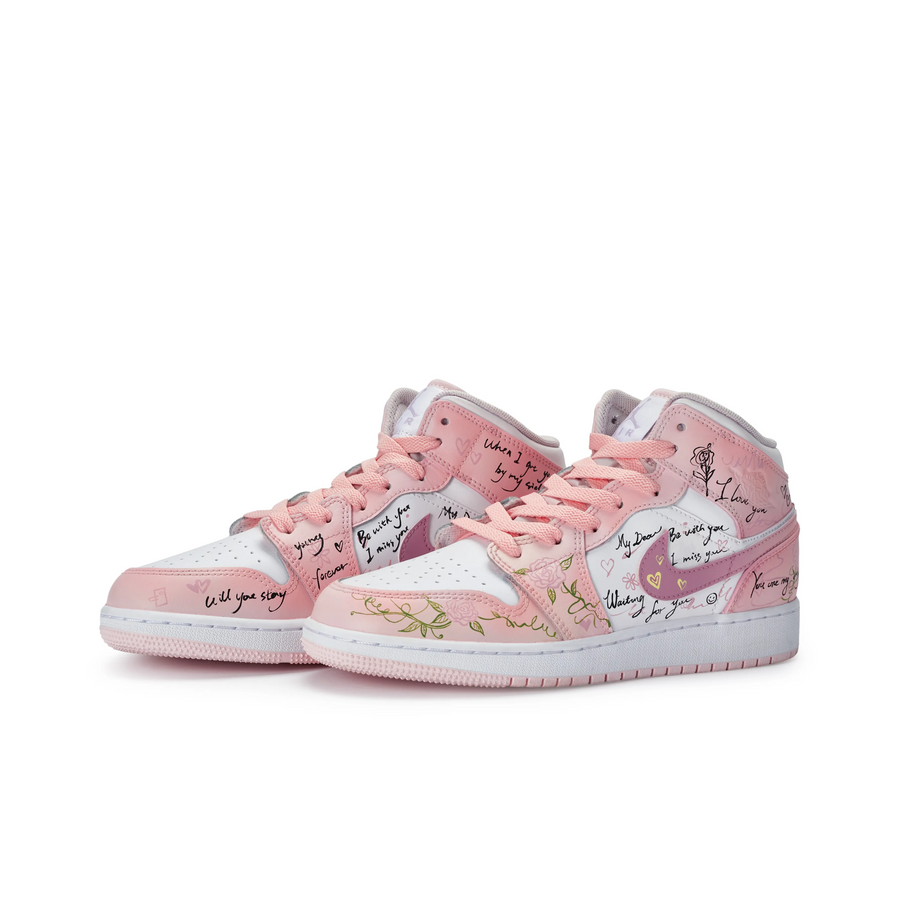 Custom Air Jordan 1 Pink Black Graffiti