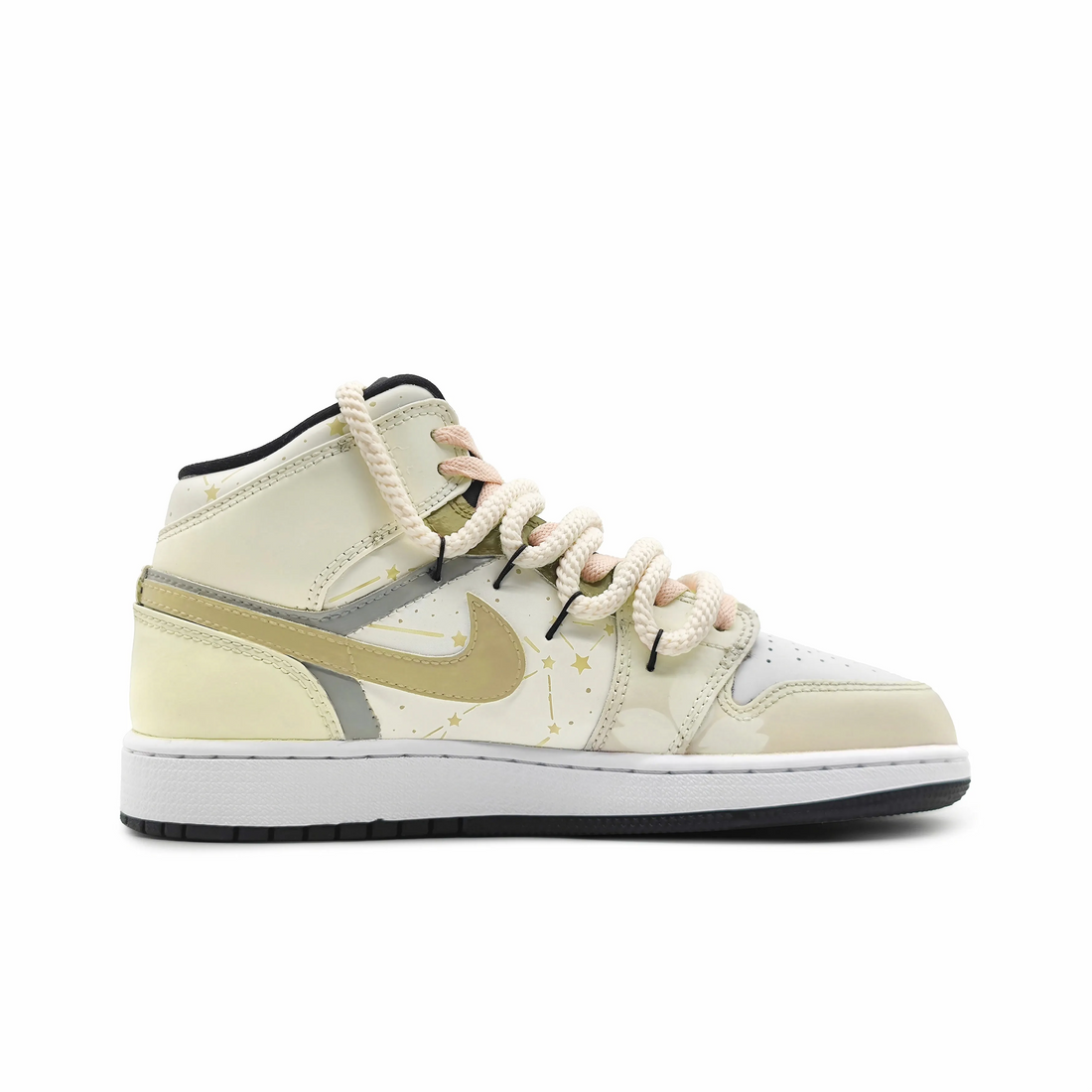 Custom Air Jordan 1 Beige With Pink Peach Blossoms