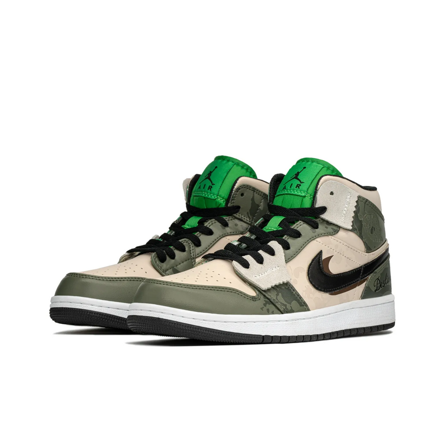 Custom Air Jordan 1 Beige Green Black