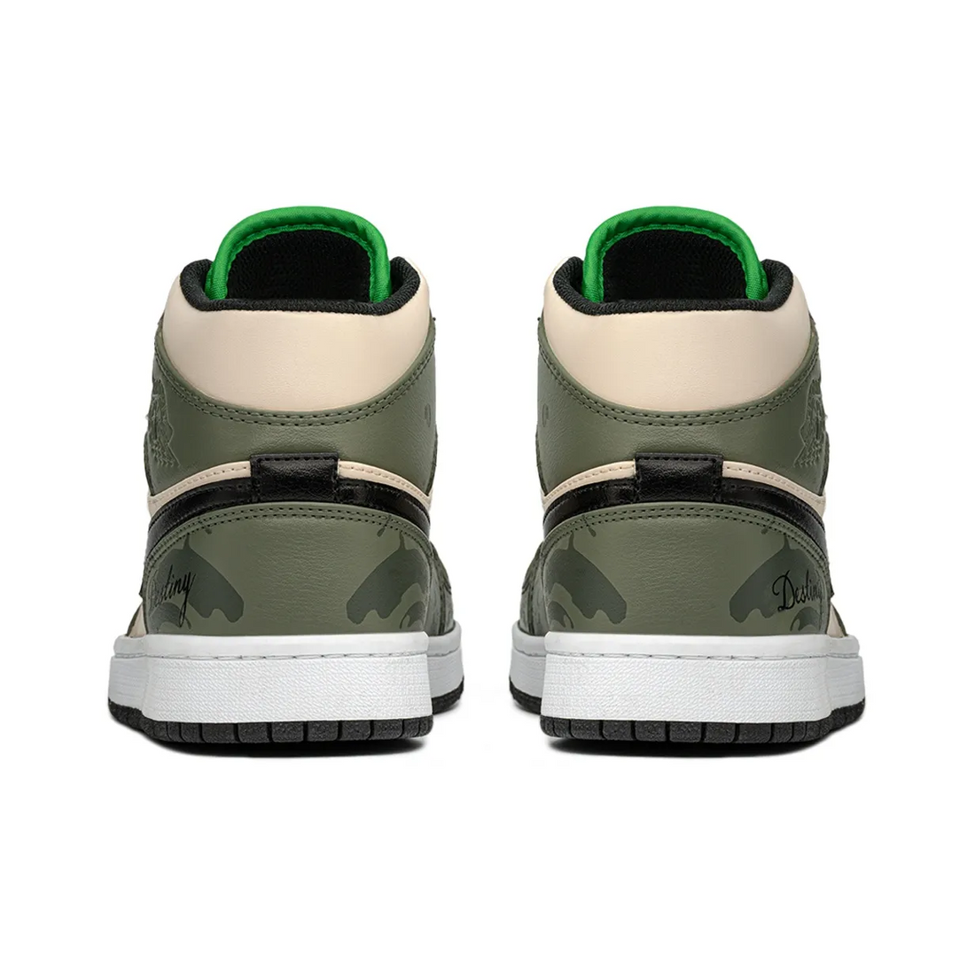 Custom Air Jordan 1 Beige Green Black