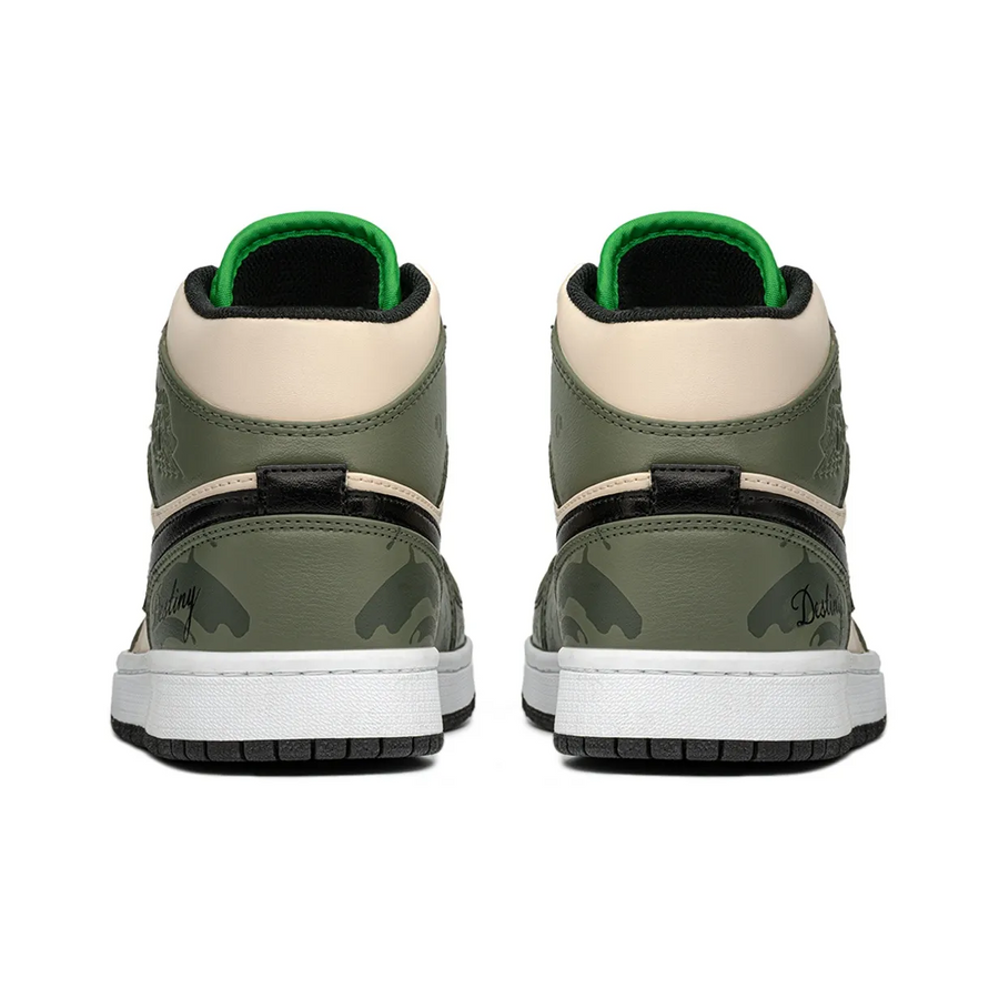 Custom Air Jordan 1 Beige Green Black