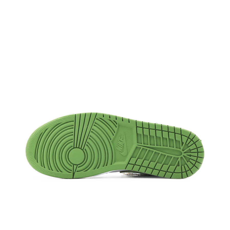 Custom Air Jordan 1 White Yellow Green Pattern Low