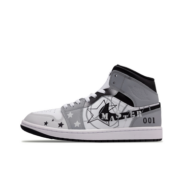 Custom Air Jordan 1 Grey White Black Five-pointed Stars