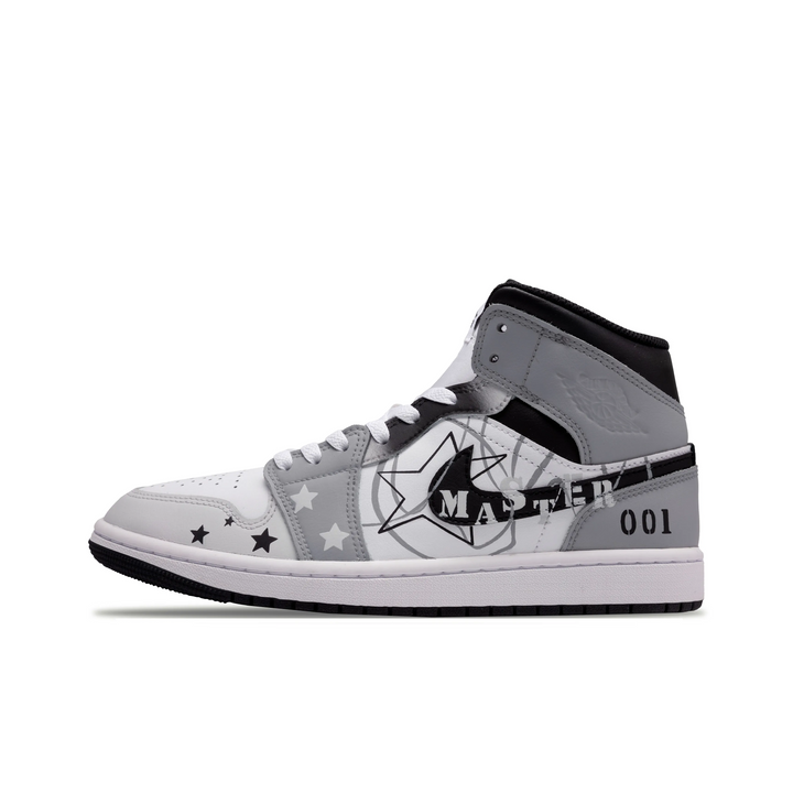 Custom Air Jordan 1 Grey White Black Five-pointed Stars