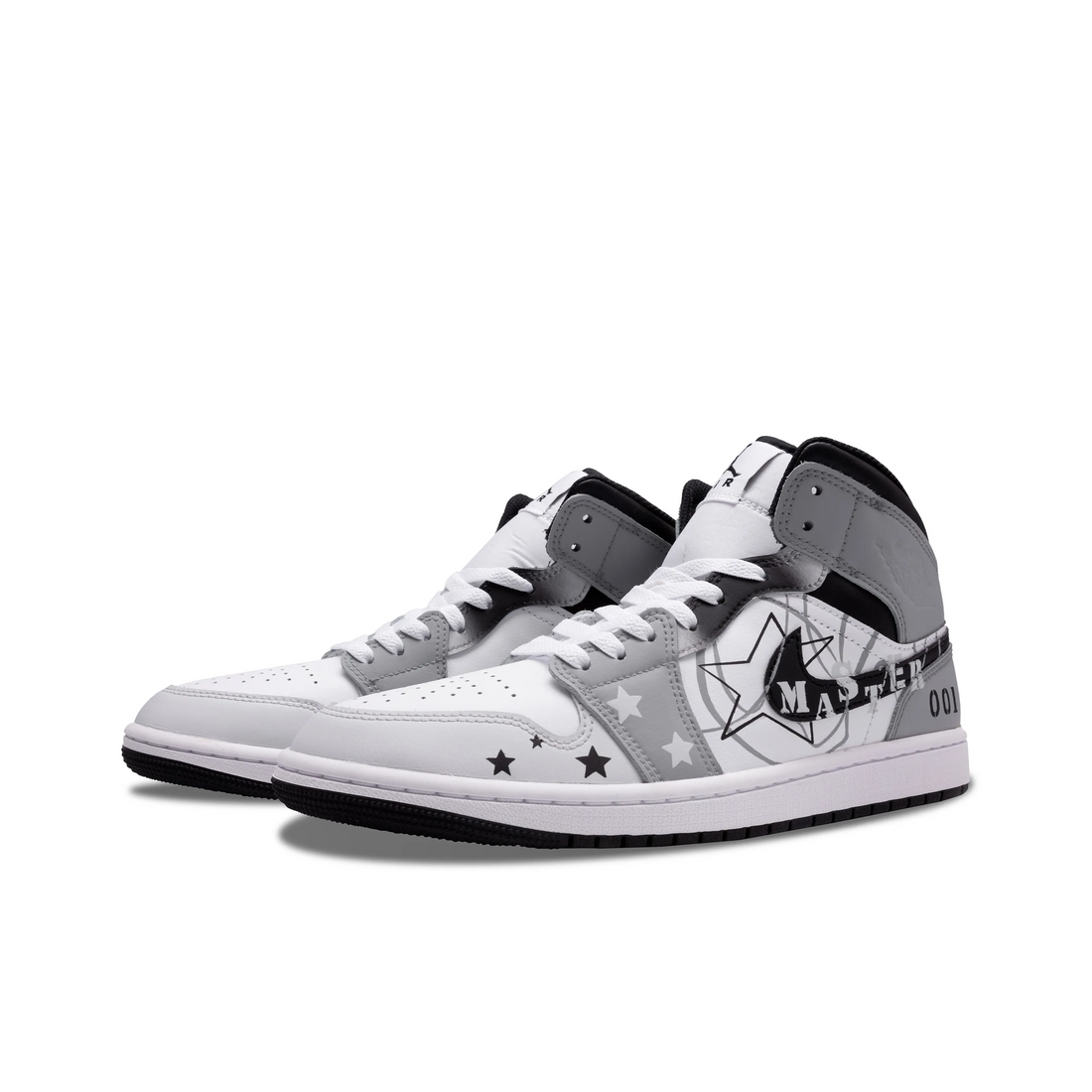 Custom Air Jordan 1 Grey White Black Five-pointed Stars