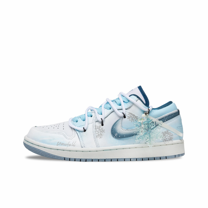 Custom Air Jordan 1 White Blue Sliver Snowflakes