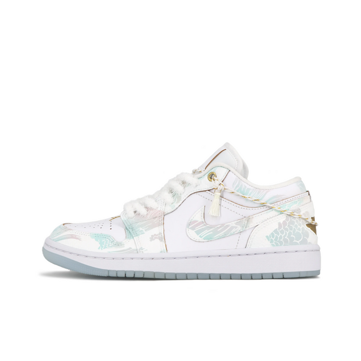 Custom Air Jordan 1 White Cyan-blue Pink Gradient Graffiti