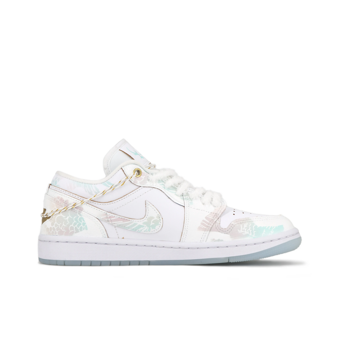 Custom Air Jordan 1 White Cyan-blue Pink Gradient Graffiti
