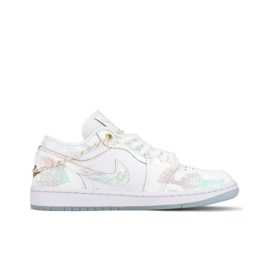 Custom Air Jordan 1 White Cyan-blue Pink Gradient Graffiti