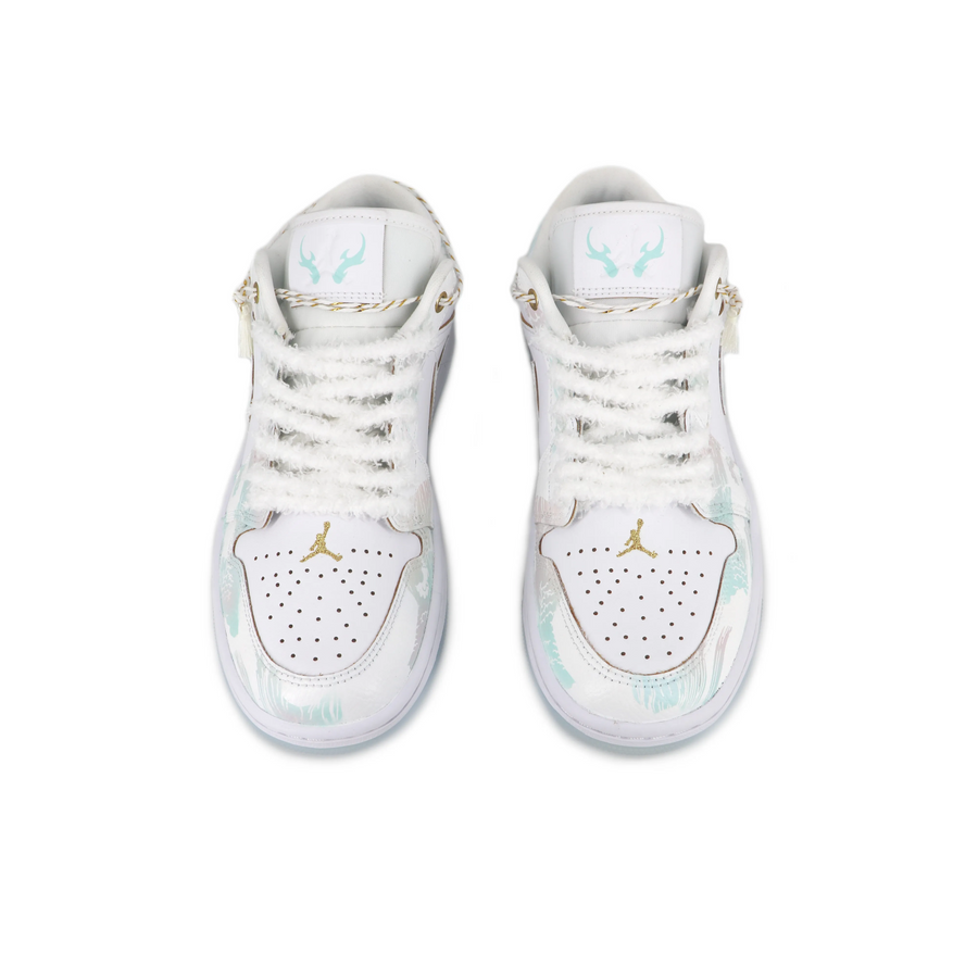 Custom Air Jordan 1 White Cyan-blue Pink Gradient Graffiti