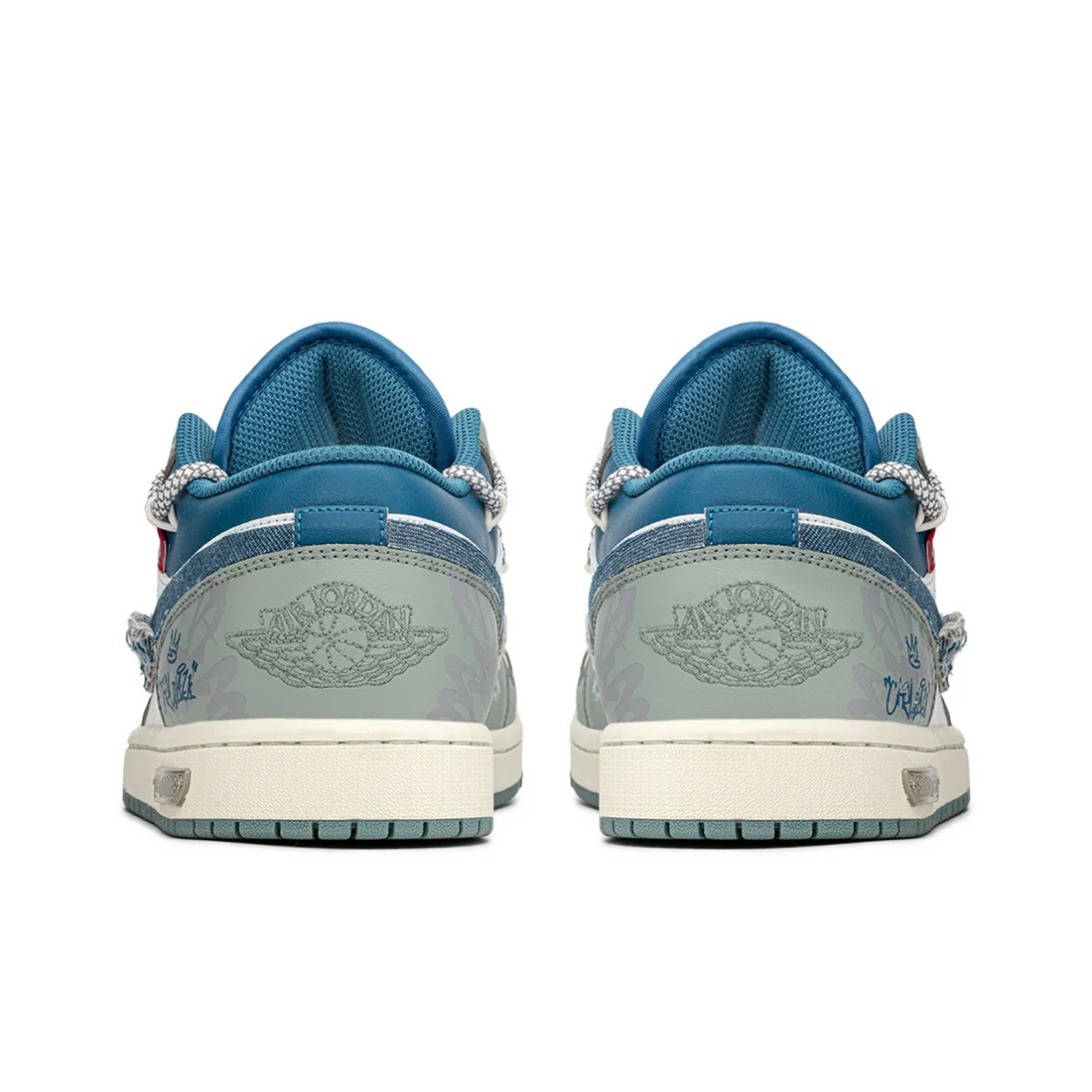 Custom Air Jordan 1 Blue Denim Fabric White Low