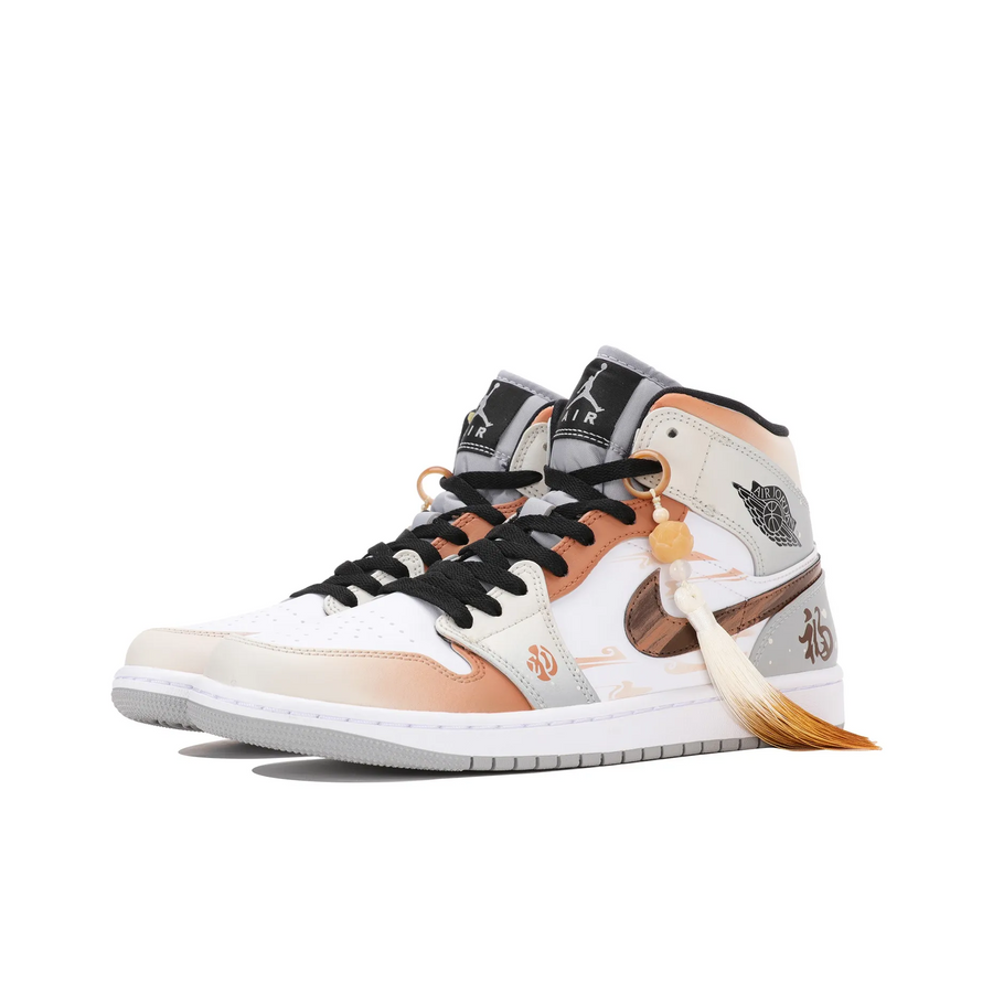 Custom Air Jordan 1 Orange White Gray
