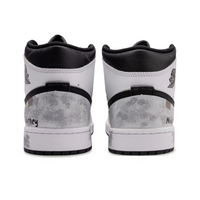 Custom Air Jordan 1 Grey White Graffiti Beige Mid