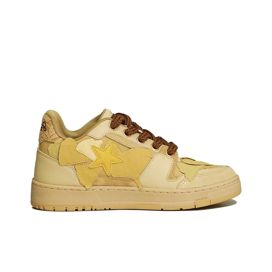 Custom Sneaker Yellow Stars And Ginkgo Leaves