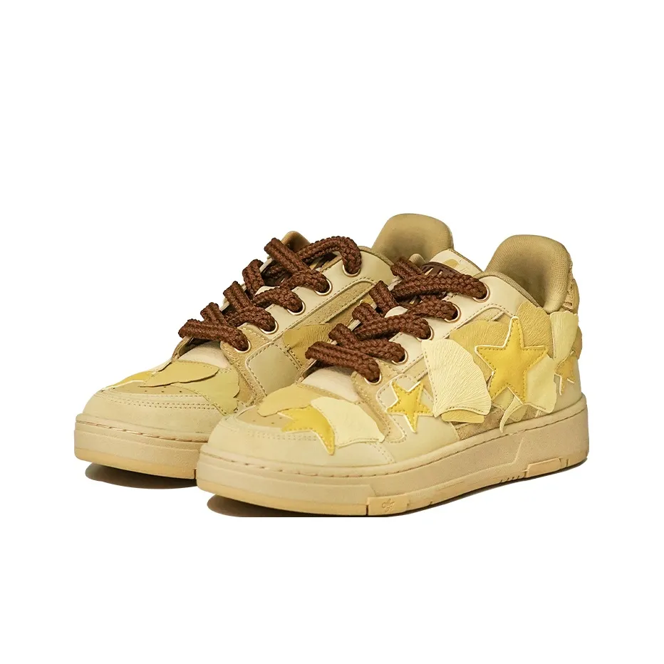Custom Sneaker Yellow Stars And Ginkgo Leaves