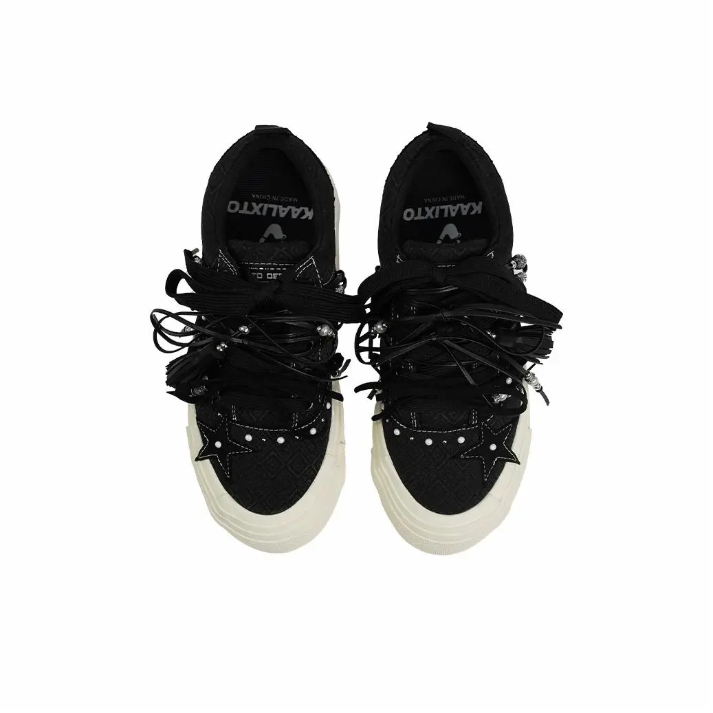 Custom Sneaker Stars Black Dark Pattern Diamond Embellishment