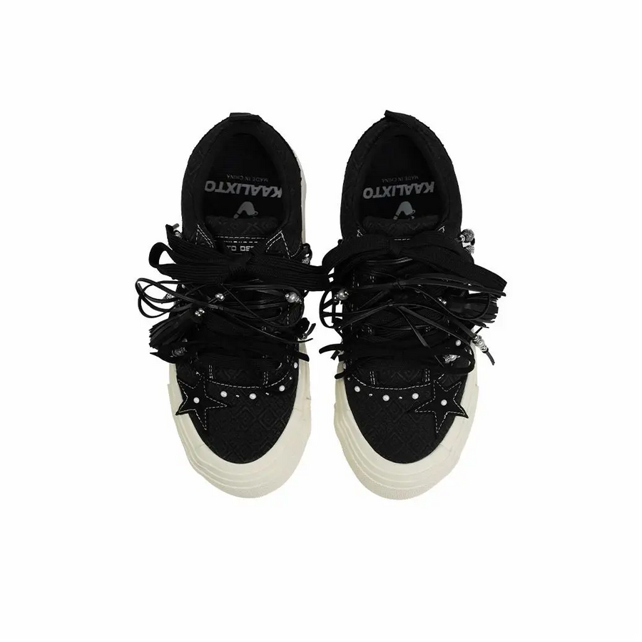 Custom Sneaker Stars Black Dark Pattern Diamond Embellishment