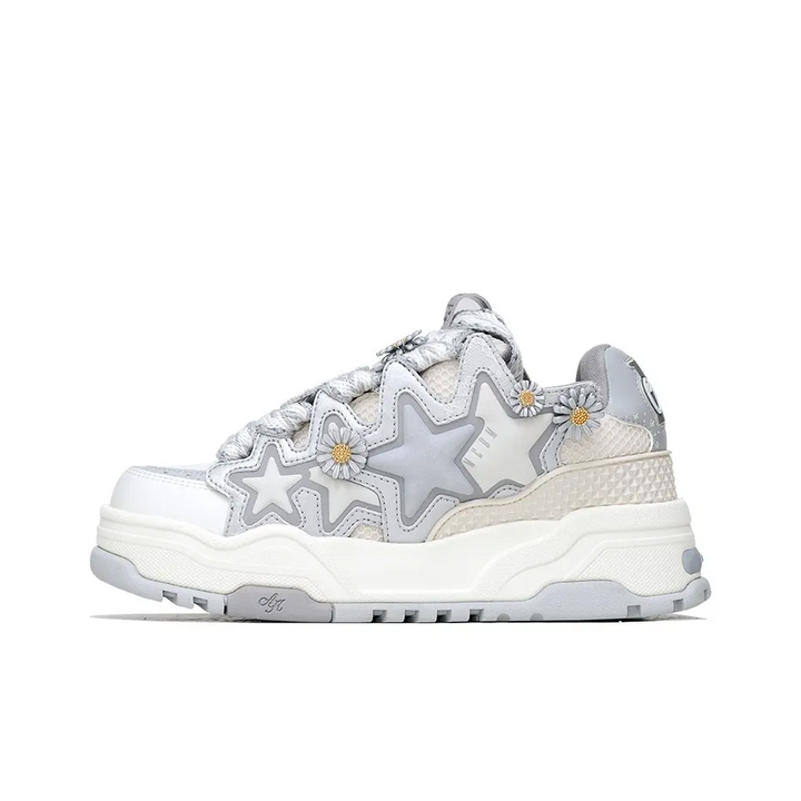 Custom Sneaker Stars Sliver-grey With Little Daisies