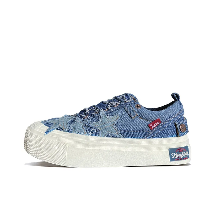Custom Sneaker Stars Blue Denim Fabric
